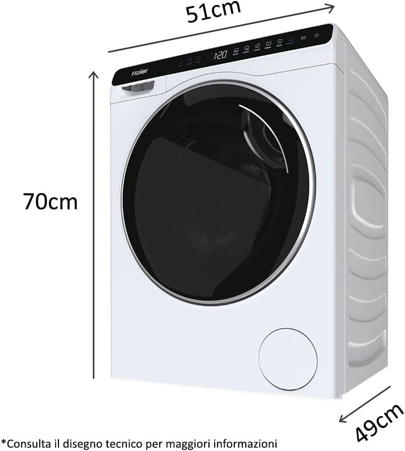 Haier Mini Drum HW50-BP12307-S Lavadora, 5 kg, 1200 vueltas, 6 programas