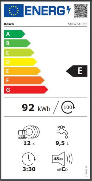 Lavavajillas  Bosch SMS25AI05E 12 Cubiertos Clase E Anti huellas
